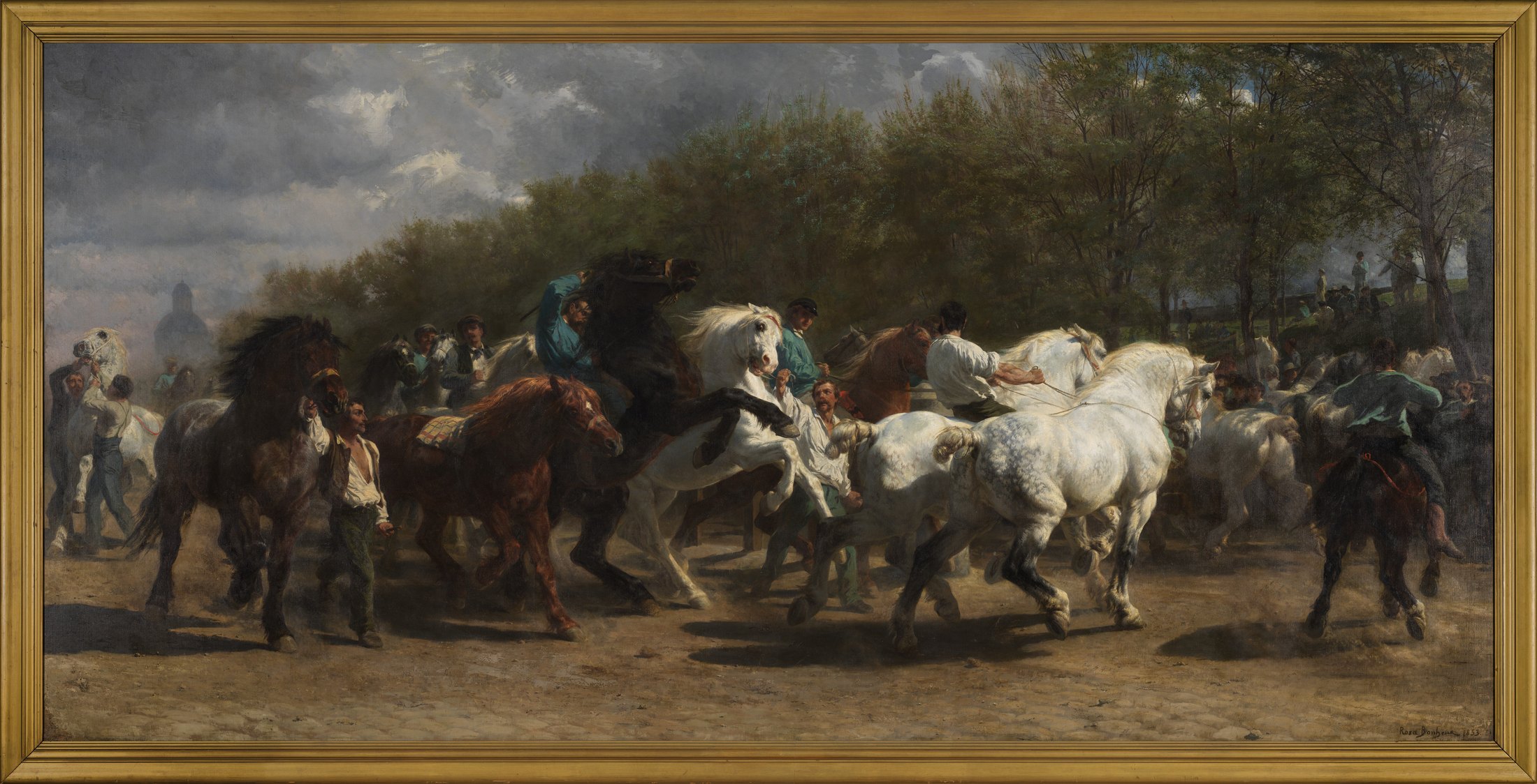 Rosa Bonheur's The Horse Fair, with horses circling through a Paris market