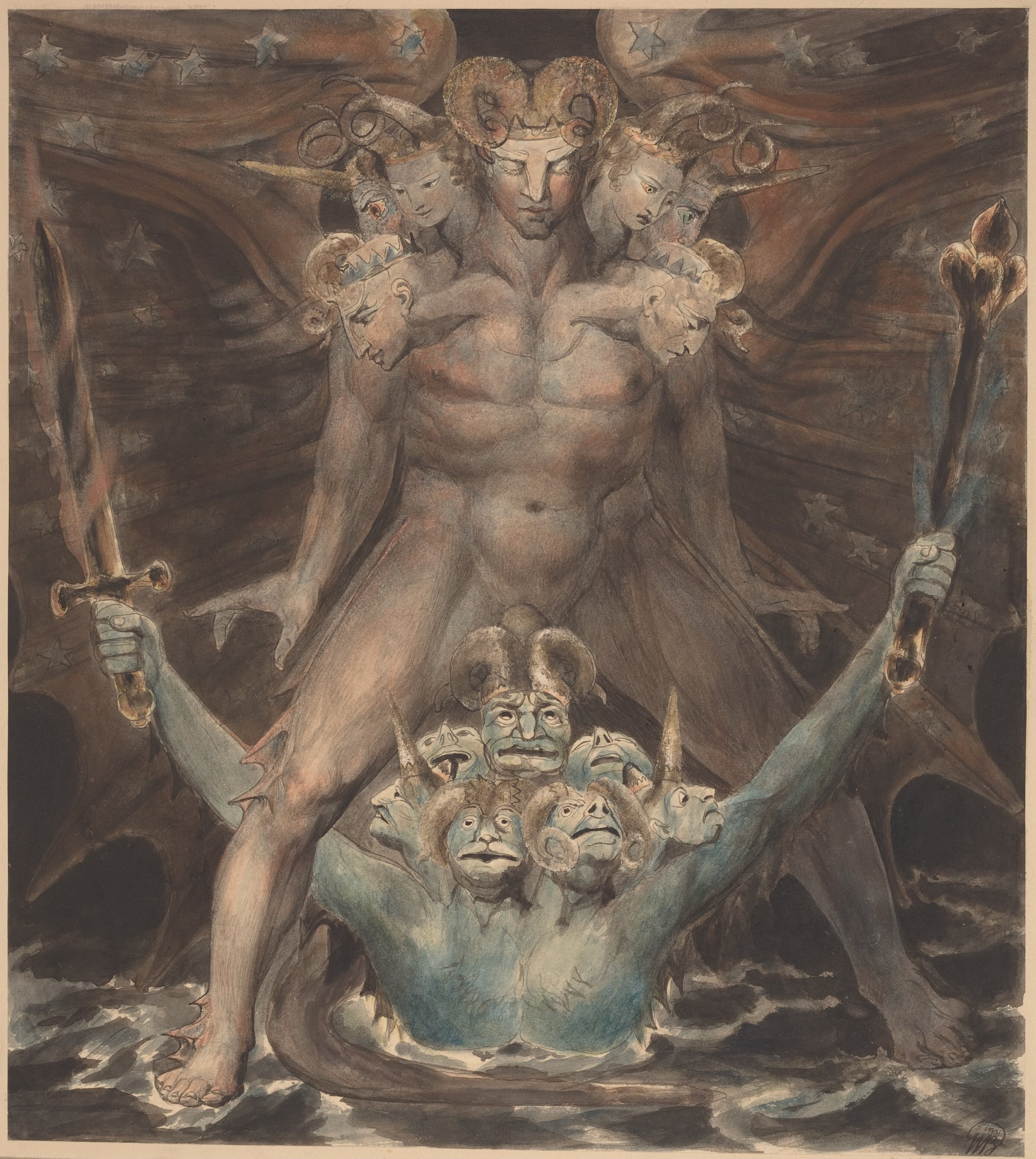 The Great Red Dragon and the Beast from the Sea by William Blake